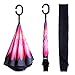 EEZ-Y Reverse Umbrella - Large, Inverted Umbrellas for Rain w/C-Shaped Non-Rust Handle for Men & Women, Windproof & Water Resistant - Lady Violet