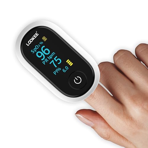 LOOKEE A320 Premium Pulse Oximeter Finger Heart Rate Oxygen Monitor | Proudly Canadian | SpO2 Blood Oxygen Level | Medical Accuracy, Alarm & PI | OLED Display | Batteries & Lanyard