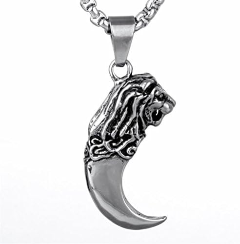 Tyzon Fashion Design Personality Lion Head Tooth Stainless Steel Pendant Necklace