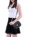 HDE Quilted Crossbody Handbag with Metal Chain Strap (Black)
