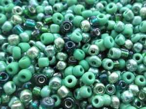 50g (Approx. 1800 Beads) Size 8/0 Seed Beads and Seed Bead Mixes - 1st4Beads (TM) - (Green Mix)