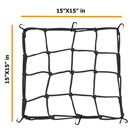 Road & Off-Road Motorcycle Helmet Carrier Accessories Bundle Featuring Cargo Net 15"x15" with 6 Hooks & EZ-GO Strap Helmet Carrier Hands-Free