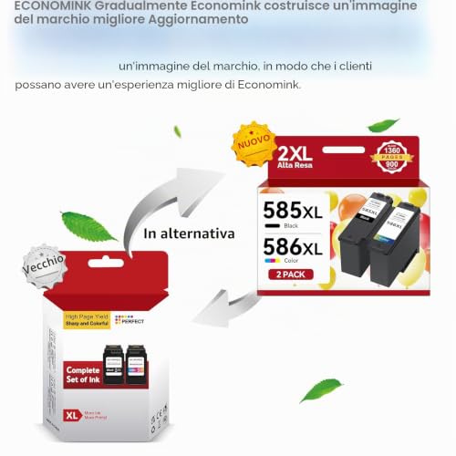 PG-585XL / CL-586XL Multipack Ink Cartridges Compatible with Canon 585 586 Cartridges High Capacity up to 2,260 Pages for PIXMA TS7650i, TS7550i, TS7640i, TS7740i, TS4150i, TS6550i, TS7750i
