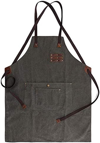 Canvas Denim Apron with Adjustable Neck and Waist Strap Waterproof Comfortably Tough Tool Aprons (army green)