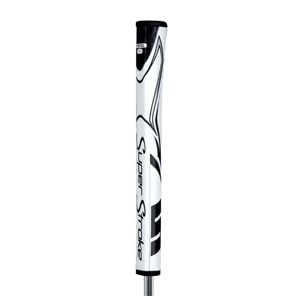 SuperStroke Zenergy Pistol GT Tour Putter Grip - Traditional Feel with Enhanced Spyne Technology and No-Taper Design for Improved Grip Stability - White / Black