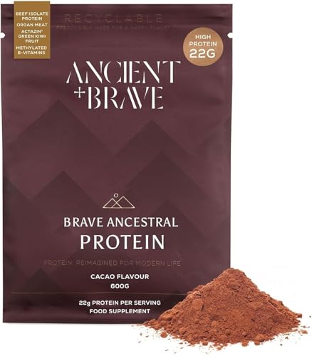 Ancient + Brave Ancestral Protein Powder 30g Serving – Grass-Fed Beef Protein Isolate with Collagen & Actazin® Green Kiwifruit & VitB – High Protein for Muscle Health - Cacao Flavour