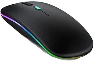 Wireless Silent Mouse, Slim 2.4G Optical Mouse with 7-Color LED & 3 DPI, Ergonomic for Laptop & PC