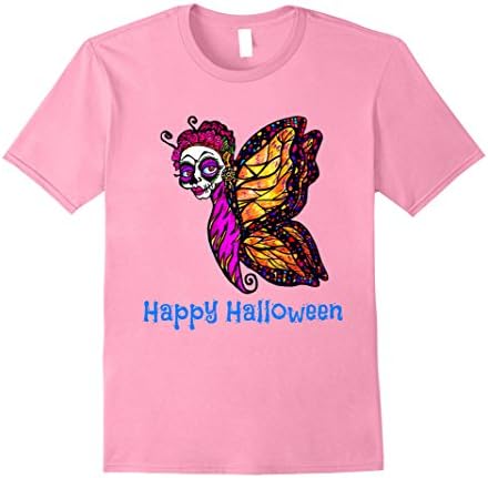 Mens Calavera Butterfly Fairy Skull Mask Day Of The Dead T Shirt Small Pink