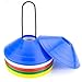 Crown Sporting Goods Multi Colored Disc Cones with Metal Transportation Caddy (Pack of 50)