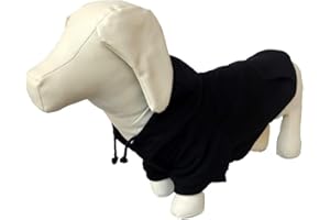 Lovelonglong Blank Basic Hoodie Sweatshirt for Dogs 100% Cotton Fits Small Medium Dachshund Large Dog Black D-L
