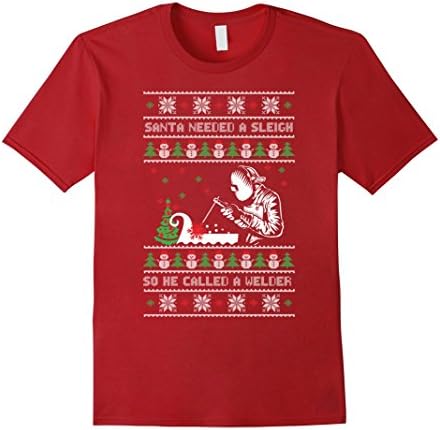 Mens WELDER FUNNY T-SHIRT Medium Cranberry