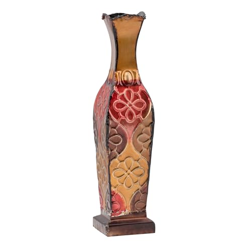 Elements Harlequin Embossed Decorative Metal Vase, Home Decor for Dried Flower…