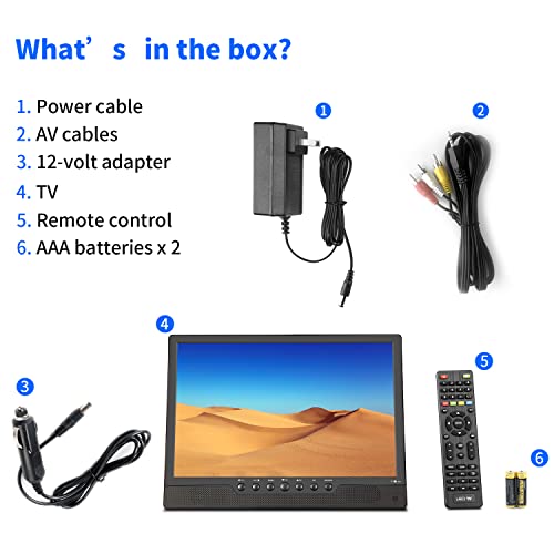 14 inch TV,Portable TV with Digital Tuner ATSC,12Volt Rechargeable