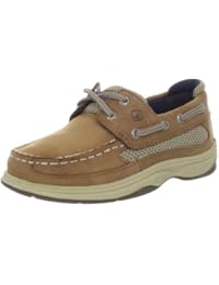 Sperry baby boys Lanyard Alternative Closure Boat Shoe, Dark Tan/Navy, 6 Little Kid US
