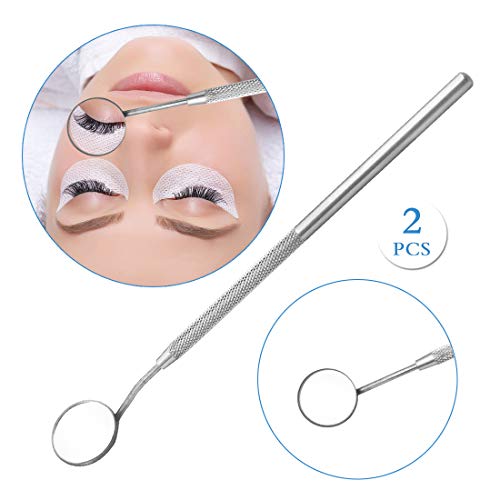2PCS Makeup Mirror for Eyelash Extensions Supplies Detachable Mini Mirrors Stainless Steel Beauty Lash Extensions Tools for Observing Small Details or Dental Inspection Mouth Mirror by EMEDA