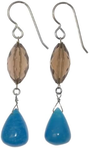 ASHANTI JewelsASHANTI Rare Hemimorphite Briolette and Smokey Quartz Dangle Sterling Silver Handmade Earrings