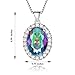 Jewelry Set, J.MOSUYA 925 Sterling Silver Plated Rainbow Mystic Topaz Ring Earring Necklace Set for Women
