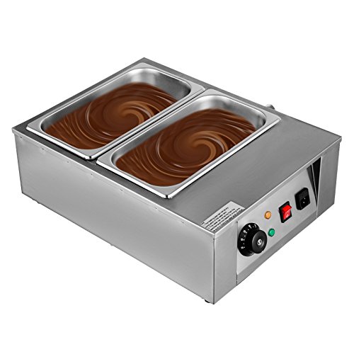 VEVOR 1KW Electric Chocolate Melting Pot Machine 2 Tanks 17.6lbs Capacity Commercial Home Electric Chocolate Heater Double Boiler Electric Chocolate Melter (2 Tanks)