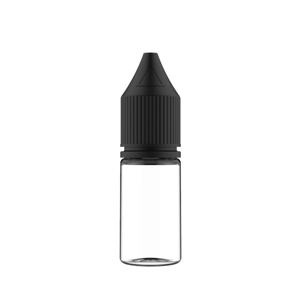 CHUBBY GORILLA V3 10ml PET Plastic Unicorn Bottles for Liquids - Empty Dropper Bottles - 20x 10ml (Clear Bottle With Black Cap)