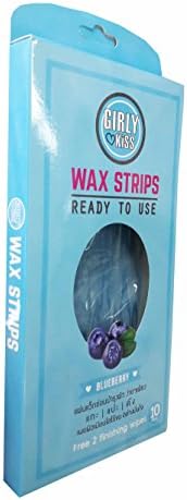 Blueberry Girly Kiss Wax Strips, say goodbye to stubble and hello softness. Ready to use just rub, peel and go. (10 Pcs./ pack. and free 2 finishing wipes.)..