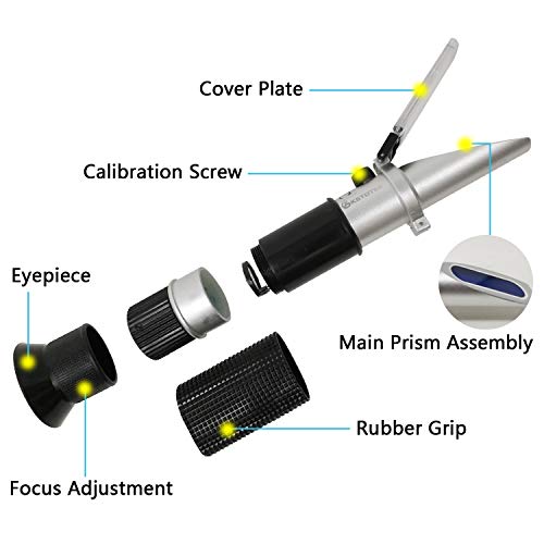 Ketotek Portable Brix Beer Refractometer with ATC for Beer Wort Wine Fruit Sugar Homebrew Meter Brix 0-32% Specific Gravity 1.000-1.130 Replace Homebrew Hydrometer