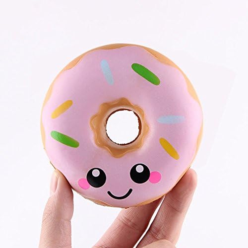 Yikou Kawaii Jumbo Slow Rising Squishies Cream Scented Squeeze Kid Toy Phone Charm Gift for Stress Relief (Smiley Circle Pink)