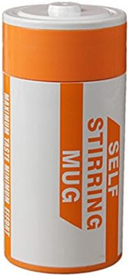 OmeGod Classical Novel Self-Stirring Roll Film/ Battery Cup - Creative Stainless Steel Thermos Mug, 12 Ounce Great for Drinking Beverage and Water, Ideal Gift for All (Orange, Stirring Battery)