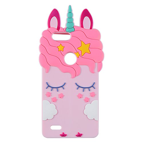 Joyleop Case for ZTE Blade Z Max, ZTE Zmax Pro 2,3D Cartoon Soft Silicone Cute Fun Cover,Kawaii Unique Kids Girls Lady Animal Character Rubber Shockproof Protector for ZTE Sequoia Z982 Pink Unicorn