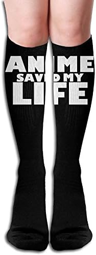 Anime Saved My Life Compression Knee High Socks For Women & Girls- Best Travel, Nursing, Running, Medical, Varicose Veins, Edema, Diabetic, Pregnancy & Maternity