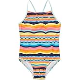 Speedo Girls Thin Strap One Piece Swimsuit (Rainbow, X-Small 5/6)