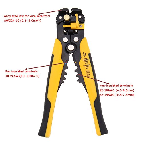 Iglobalbuy 3 In 1 8" Automatic Electric Cable Wire Striper Cutter Crimper Stripper Pliers Terminal Tool W/Self-adjusting Jaws AWG24-10 (0.2~6.0mm²) - Thumbnail 2