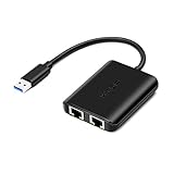 V.TOP USB 3.0 to Gigabit Ethernet NIC 10/100/1000 Mbps Network Adapter with 2 RJ45 Lan Ports Supports Windows and MacOS