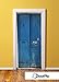 DoorPix 36x80 Inch 3D Door Mural Wrap Glossy Bubble Free Sticker Vintage French Blue Double Door - Peel and Stick - Easy-to-Clean, Durable