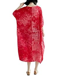 GGUHHU - Vestido de lino y algodón para mujer, con bolsillo