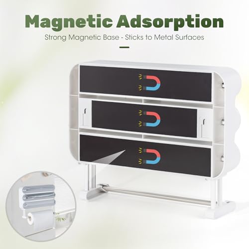 Quasziwa 4-in-1 Wall Mounted Kitchen Roll Holder - Foil Dispenser and Magnetic Aluminium, Professional Foil Paper Cutter with Removable Roll Holder - Easy to Install and Space Saving, White