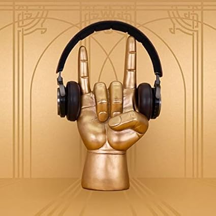 Amazon ヘッドフォンスタンド クール ロッカー ジェスチャー デスクトップ イヤホンホルダー ゴールデン ハンドシェイプ ゲーム用ヘッドセット ディスプレイ ラック ハンガー 自宅やオフィス用 ロッカー 文房具 オフィス用品