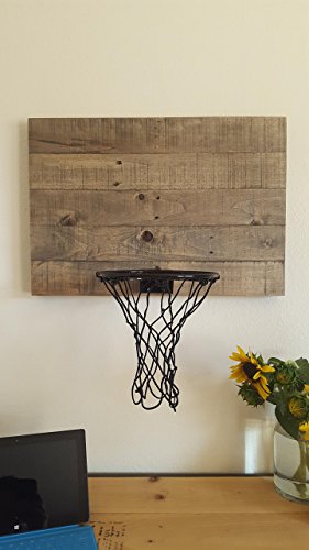 Weathered Grey Wood Basketball Hoop. Wall Mounted Indoor Basketball Hoop