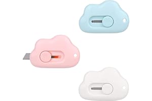 CIEOVO 3 Pcs Cloud Shaped Mini Art Utility Knives Box Cutter Retractable Letter OpenerPortable, Suitable for Cutting Envelopes
