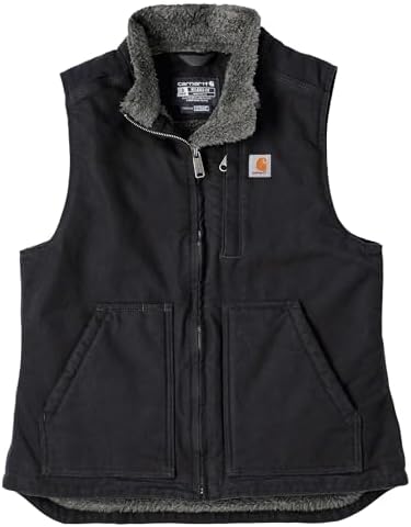 Carhartt Womens Washed Duck Hooded Vest Work Utility Outerwear