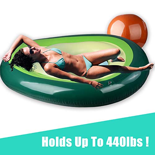oremila Inflatable Avocado Pool Float, Giant Inflatable Swimming Pool Floating Lounger Seat Boat with Float Ball Pool Party Beach Swimming Kids Adults
