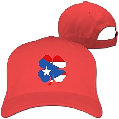Lucky Clover Puerto Rico Flag Adjustable Six-panel Baseball Cap Red