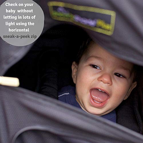 SnoozeShade Plus Stroller Sun Cover (6m+) | UV Sunshade for Baby Strollers & Joggers | Universal Fit for 3 & 4 Wheelers | Blocks 99% of The Sun's Rays - Thumbnail 4