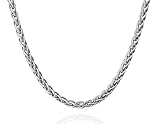 Italian Sterling Silver Wheat Spiga Chain Necklace, 18 Inches in Length, 1.5 mm in Width