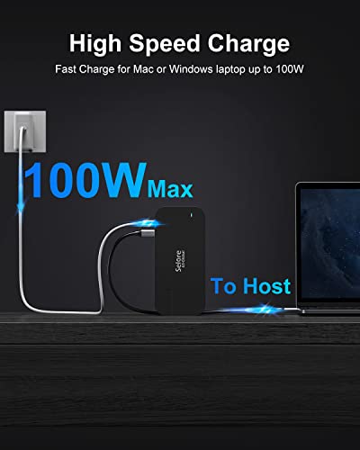 Selore&S-Global Selore USB C Laptop Docking Station 3 Monitors with Dual 4K HDMI+DP+VGA+PD+USB Port+Ethernet+SD/TF Slot+Audio Compatible for Macbook Windows