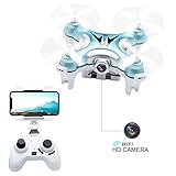 Mini Drone with Camera Live Video, EACHINE E10W Wifi FPV Mini Quadcopter with HD Camera Selfie Pocked Drone RTF - 3D Flip, APP Control, Headless mode, One-key Return, LED Lights