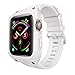 VANCHAN Compatible with Apple Watch Bands 44mm Series 6/5/4 & Apple Watch SE 44mm Band, Sport Soft Silicone Band with Protective Case Men Women for Apple Watch SE & iWatch Series 6/5/4 44mm (White)