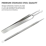 Blackhead & Splinter Remover Tools - Stainless Steel Professional Easily Cure Pimples Whiteheads Comedones Acne Zit Ingrown Hairs and Facial Impurities Bend Head Tweezer Surgical Kit by FIXBODY