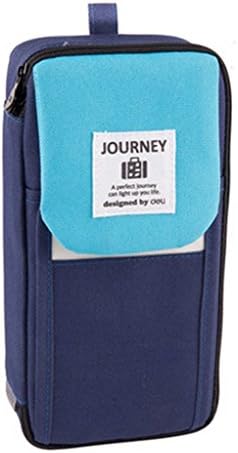 Fathers Day Multifunction Large Pencil Canvas Bags Student Stationery Pouch Pencil Case for Kids Back to School Essentials (Dark Blue)