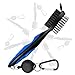 FBJW Golf Club Brush, 2 Sided Bristle Club Groove Cleaner with 2 Ft Retractable Zip-line Aluminum Carabiner, Ergonomic Designed and Lightweight, Easily Attaches to Golf Bagï¼ˆBlueï¼‰