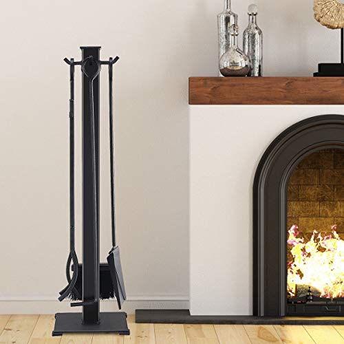 USA_BEST_SELLER 5 Pieces Fireplace Iron Fire Place Tool Set Modern Powder Coated Surface Heavy Duty Metal Body - Thumbnail 7